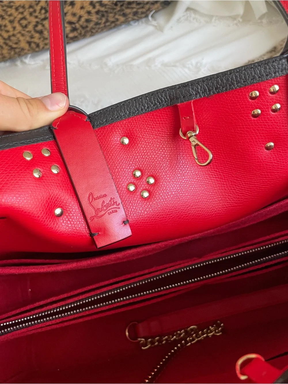 Christian Louboutin Black Tote with Multicolor Jewel Studs